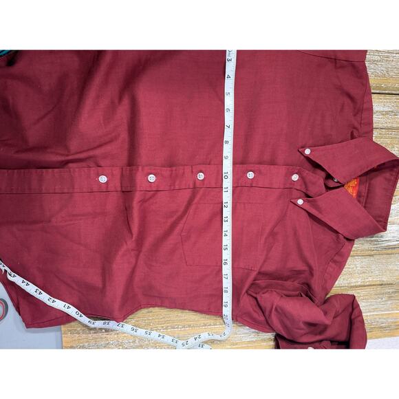 Vintage 1970s Sears Kings Road Button Down Dress Shirt Burgundy Mens M - Picture 8 of 8